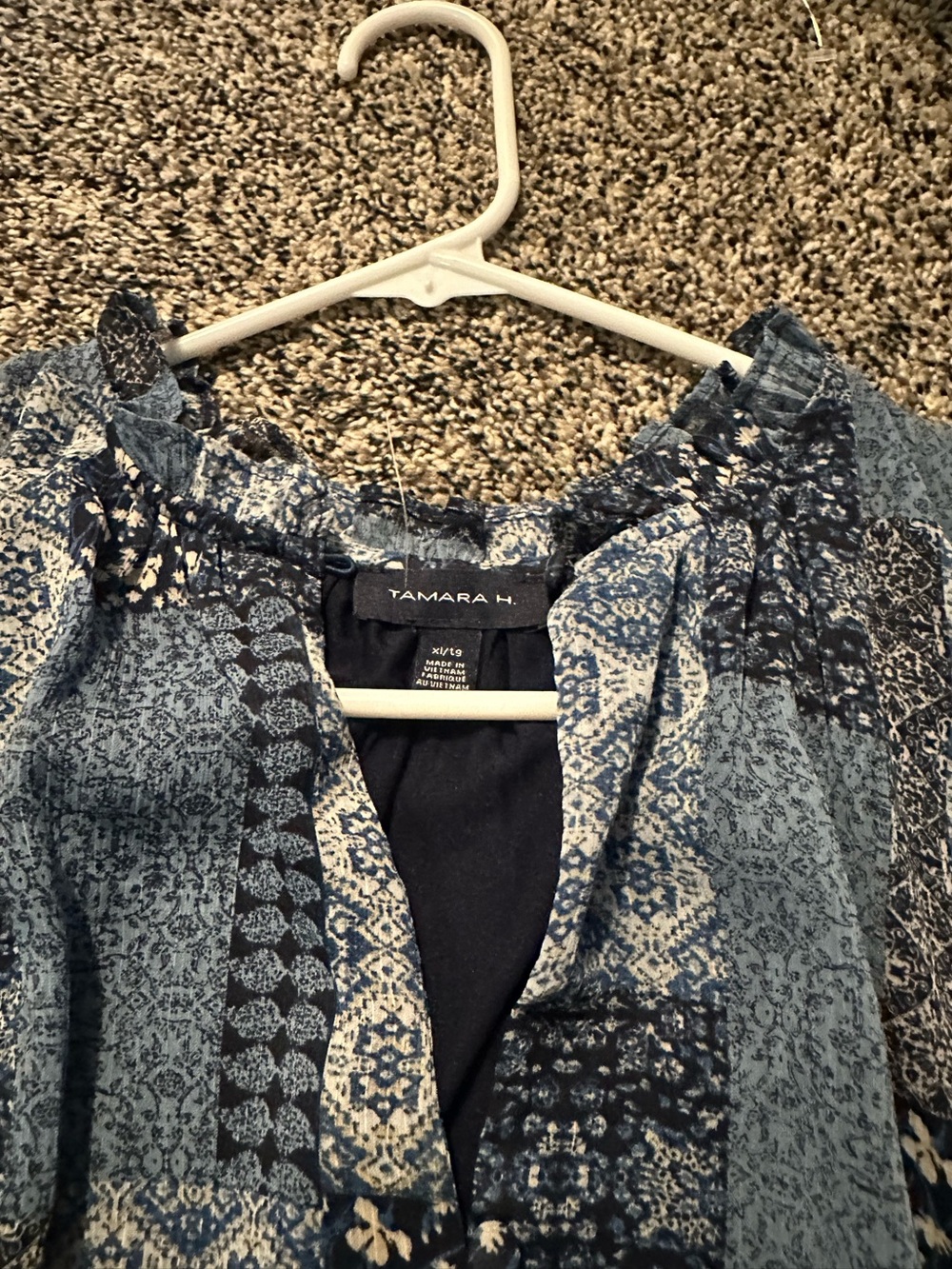 Tamara H. Blue Patchwork Print Blouse